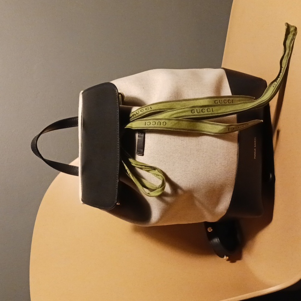 Mansur Gavriel Canvas/ Leather Small Backpack, Missing Drawstring Strap